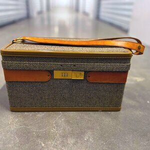 Vintage Hartmann Tweed Train Case Vanity Makeup Luggage – Leather Trim & Mirror